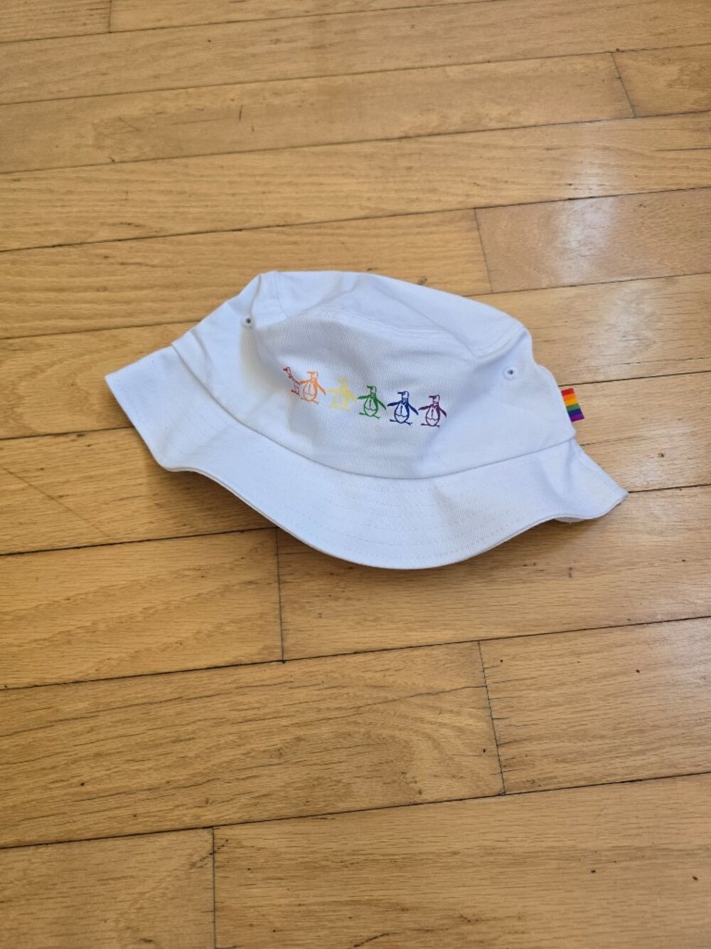 Original Penguin | Pride Rainbow Logo White Canvas Sporty Preppy Bucket Hat